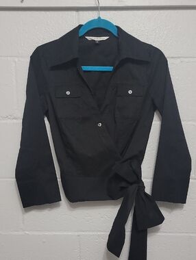 Diane von Furstenberg Black Wrap Blouse